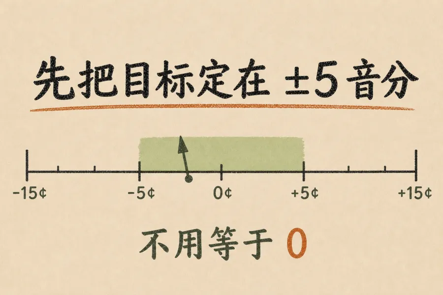 初学者把调音目标定在正负 5 音分