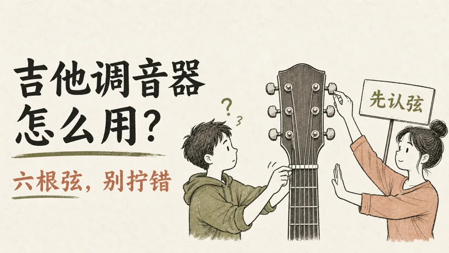 吉他调音器怎么用？从认弦到调准一次讲清